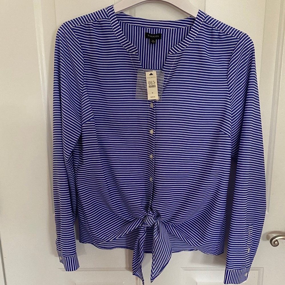 Talbots Brand New Blue and White striped Top